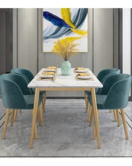 Marble Dining Table DT701 (4 Chairs + 1 Table)