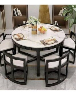 Space Saving New Round Dining Table DT681 (6 Chairs + 1 Table)