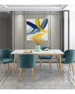 Marble Dining Table DT701 (4 Chairs + 1 Table)