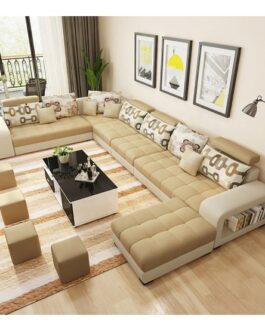 Modern U Shaped Fabrics Leather Sofa Bed US001