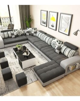 Modern U Shaped Fabrics Leather Sofa Bed US001