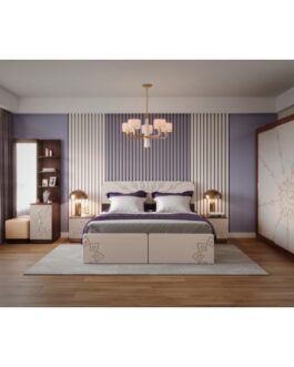 Alpona Bedroom Set (Bed, 1xSide Table, Almirah, Dressing Table) PS650